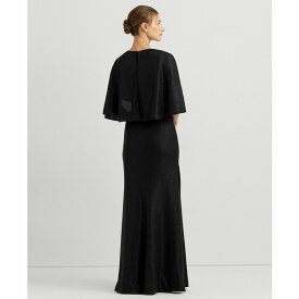 ラルフローレン レディース ワンピース トップス Women's Twist-Front Cape-Overlay Gown Black