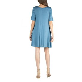 24セブンコンフォート レディース ワンピース トップス Women's Soft Flare T-shirt Dress with Pocket Detail Blue