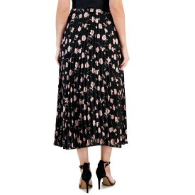 アンクライン レディース スカート ボトムス Women's Floral-Print Pleated Midi Skirt, Created for Macy's Black/Cherry Blossom