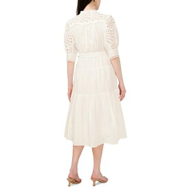 セセ レディース ワンピース トップス Women's Cotton Eyelet Short Puff Sleeve Midi Dress New Ivory