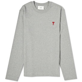 アミ メンズ Tシャツ トップス AMI Paris Long Sleeve Small A Heart T-Shirt Grey