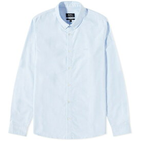 アーペーセー メンズ シャツ トップス A.P.C. Greg Button Down Logo Oxford Shirt Blue