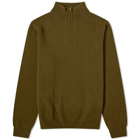 サンスペル メンズ ニット&セーター アウター Sunspel Lambswool Half Zip Knit Green