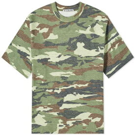 アクネ ストゥディオズ メンズ Tシャツ トップス Acne Studios Extorr Stamp Archipelago T-Shirt Green