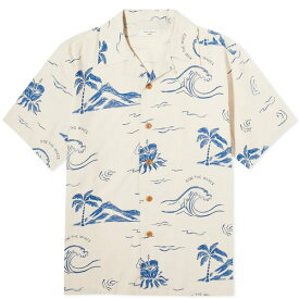 ヌーディージーンズ メンズ シャツ トップス Nudie Jeans Co Arvid Waves Hawaii Shirt Neutrals