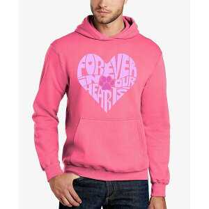 �G���G�[�|�b�v�A�[�g �����Y �p�[�J�[�E�X�E�F�b�g�V���c �A�E�^�[ Forever In Our Hearts - Men's Word Art Hooded Sweatshirt Pink