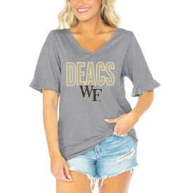 ゲームデイ レディース Tシャツ トップス Wake Forest Demon Deacons Gameday Couture Women's Class Act VNeck TShirt Gray