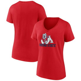 ファナティクス レディース Tシャツ トップス Fresno State Bulldogs Fanatics Branded Women's Evergreen Campus VNeck TShirt Red