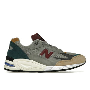 New Balance �j���[�o�����X �����Y �X�j�[�J�[ �yNew Balance 990v2 Grey Green Maroon�z �T�C�Y US_6(24.0cm) Grey/Tan/Green