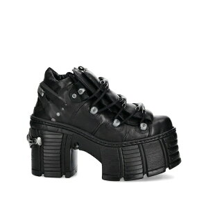 �j���[���b�N ���f�B�[�X �u�[�c �V���[�Y 120mm m-tm106-c2 buckle-strap platform boots Black