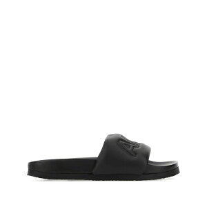 �A���u�b�V�� �����Y �T���_�� �V���[�Y Logo-embossed leather slippers Black