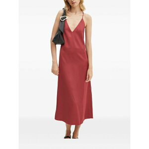 �X�e�B�[�k�E�S�� ���f�B�[�X �����s�[�X �g�b�v�X V-neck ruffled dress Red