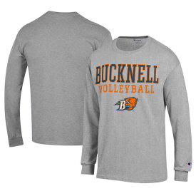 チャンピオン メンズ Tシャツ トップス Bucknell Bison Champion Stacked Logo Volleyball Jersey Long Sleeve TShirt Gray