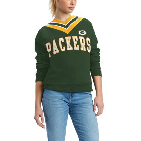 トミー ヒルフィガー レディース シャツ トップス Green Bay Packers Tommy Hilfiger Women's Heidi VNeck Pullover Sweatshirt Green