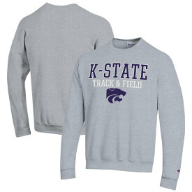 チャンピオン メンズ パーカー・スウェットシャツ アウター Kansas State Wildcats Champion Track & Field Stack Powerblend Pullover Sweatshirt Gray