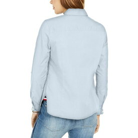 トミー ヒルフィガー レディース カットソー トップス Women's Cotton Roll-Tab Button-Up Shirt Crystal Blue