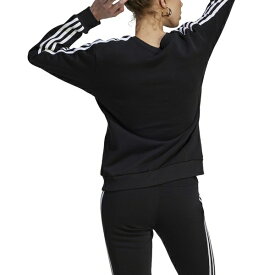 アディダス レディース パーカー・スウェットシャツ アウター Women's 3-Stripe Cotton Fleece Crewneck Sweatshirt Black/white
