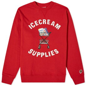 アイスクリーム メンズ パーカー・スウェットシャツ アウター ICECREAM Supplies Crew Sweat Red
