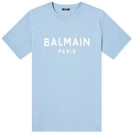 バルマン メンズ Tシャツ トップス Balmain Paris Logo T-Shirt Blue