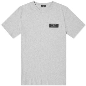 バルマン メンズ Tシャツ トップス Balmain Label T-Shirt Grey