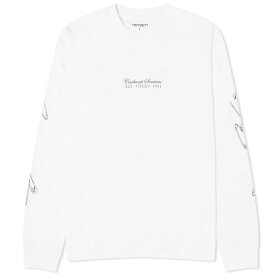 カーハート メンズ Tシャツ トップス Carhartt WIP Long Sleeve Safety Pin T-Shirt White