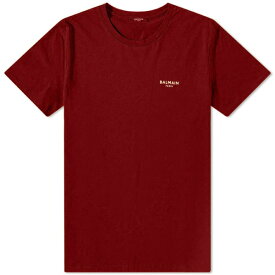 バルマン メンズ Tシャツ トップス Balmain Flock Small Logo T-Shirt Red