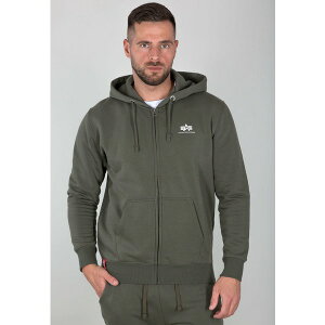 At@C_Xg[Y Y T_ V[Y BASIC SMALL LOGO - Zip-up sweatshirt - dark olive