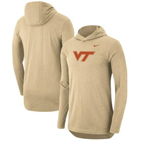 ナイキ メンズ Tシャツ トップス Virginia Tech Hokies Nike Campus Long Sleeve Hoodie TShirt Tan