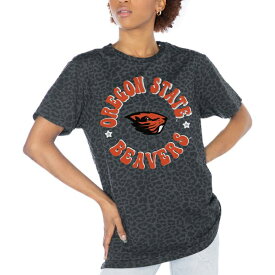 ゲームデイ レディース Tシャツ トップス Oregon State Beavers Gameday Couture Women's Victory Lap Leopard Standard Fit TShirt Charcoal