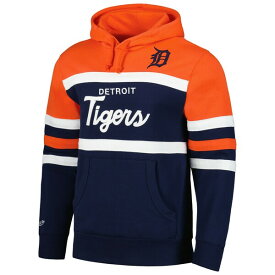 ミッチェル&ネス メンズ パーカー・スウェットシャツ アウター Detroit Tigers Mitchell & Ness Head Coach Pullover Hoodie Navy/Orange