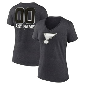 ファナティクス レディース Tシャツ トップス St. Louis Blues Fanatics Branded Women's Monochrome Personalized Name & Number VNeck TShirt Charcoal