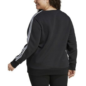 アディダス レディース パーカー・スウェットシャツ アウター Plus Size 3-Stripes Crewneck Fleece Sweatshirt Black/white