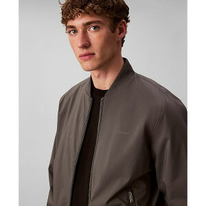 JoNC Y WPbgu] AE^[ Men's Logo-Print Matte Bomber Jacket Dark Gray