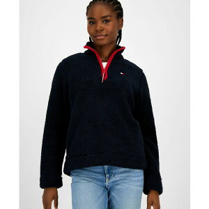 g~[ qtBK[ fB[X WPbgu] AE^[ Women's Quarter-Zip Faux-Sherpa Jacket Sky Captain