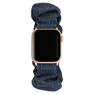 ANC fB[X rv ANZT[ Women's Dark Blue Denim Scrunchie Band designed for Apple Watch 42mm (Series 10) & 38/40/41mm Dark Blue