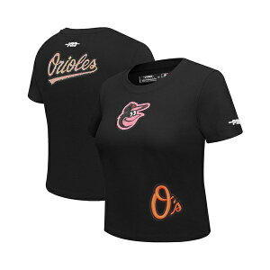 �v���X�^���_�[�h ���f�B�[�X �J�b�g�\�[ �g�b�v�X Women's Black Baltimore Orioles Game Day Classics Baby Doll Cropped T-Shirt Black