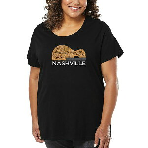 �G���G�[�|�b�v�A�[�g ���f�B�[�X �J�b�g�\�[ �g�b�v�X Plus Size Nashville Guitar Word Art T-Shirt Black