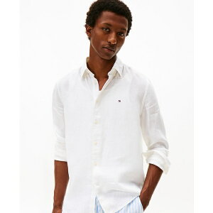 g~[ qtBK[ Y Vc gbvX Men's Pigment-Dyed Linen Button-Down Long Sleeve Shirt White