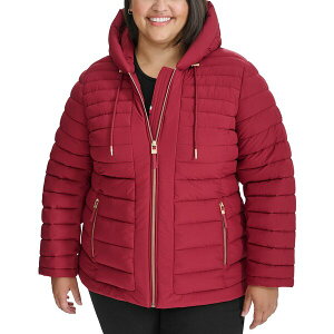 g~[ qtBK[ fB[X WPbgu] AE^[ Plus Size Hooded Packable Puffer Coat, Created for Macy's Rouge