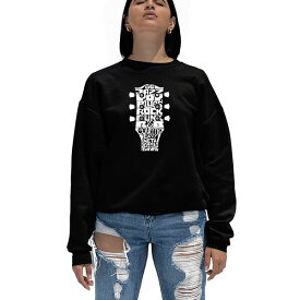 エルエーポップアート レディース カットソー トップス Women's Crewneck Word Art Guitar Head Music Genres Sweatshirt Top Black