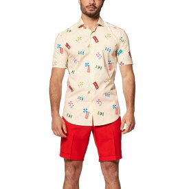 オポスーツ メンズ シャツ トップス Men's Short-Sleeve Beach Life Graphic Shirt Beige