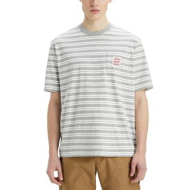 リーバイス メンズ Tシャツ トップス Men's Workwear Relaxed-Fit Stripe Pocket T-Shirt, Created for Macy's Stripe Midtone Grey White