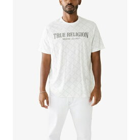 トゥルーレリジョン メンズ Tシャツ トップス Men's Monogram Arch Short Sleeve Relaxed T-shirt Optic White