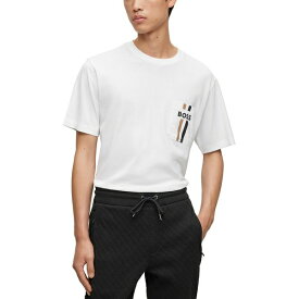 ヒューゴボス メンズ Tシャツ トップス Men's Signature Stripe and Logo T-shirt White