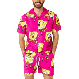 オポスーツ メンズ シャツ トップス Men's Short-Sleeve SpongeBob Graphic Shirt & Shorts Set Pink