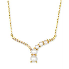 ルヴァン レディース ネックレス・チョーカー・ペンダントトップ アクセサリー Vanilla Pearls (3-6mm) & Nude Diamond (1/6 ct. t.w.) Adjustable 19" Statement Necklace in 14k Gold 14K Honey Gold Adjustable Necklace