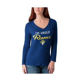 カールバンクス レディース Tシャツ トップス Women's Royal Los Angeles Rams Post Season Long Sleeve V-Neck T-shirt Royal
