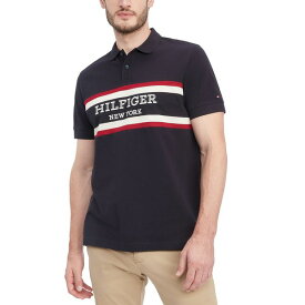 トミー ヒルフィガー メンズ シャツ トップス Men's Regular-Fit Colorblocked Stripe Monotype Logo Embroidered Polo Shirt Desert Sky