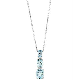 エフィー コレクション メンズ ネックレス・チョーカー アクセサリー EFFY&reg; Aquamarine (2-7/8 ct. t.w) & Diamond (1/20 ct. t.w.) Graduated 18" Pendant Necklace in 14k White Gold Aquamarine