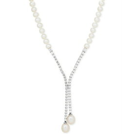 アラベッラ メンズ ネックレス・チョーカー アクセサリー Cultured Freshwater Pearl (5mm & 10 x 8mm) & Cubic Zirconia Lariat Necklace in Sterling Silver, Created for Macy's Silver